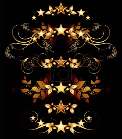 Ilustración de Estrellas de Navidad doradas, elementos decorativos de diseño, ilustración vectorial - Imagen libre de derechos