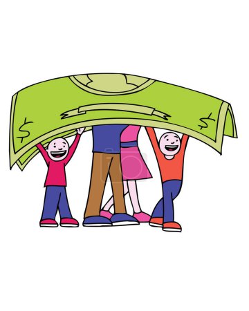 Ilustración de Dibujos animados familia feliz, ilustración de vectores - Imagen libre de derechos