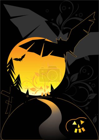 Ilustración de Vector fondo de Halloween con murciélagos - Imagen libre de derechos