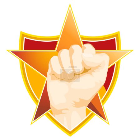 Illustration for Vector illustration with red star and hand. Communism concept - Royalty Free Image