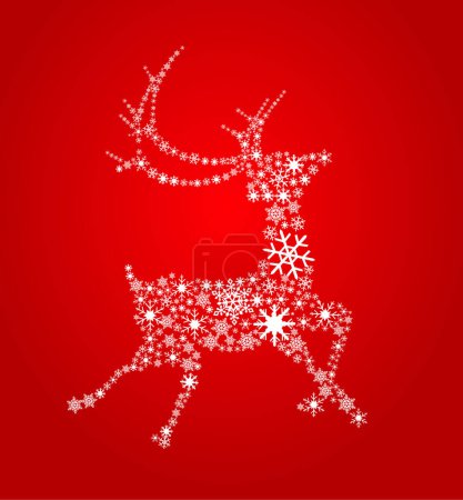 Ilustración de Ciervo de Navidad sobre fondo rojo - Imagen libre de derechos