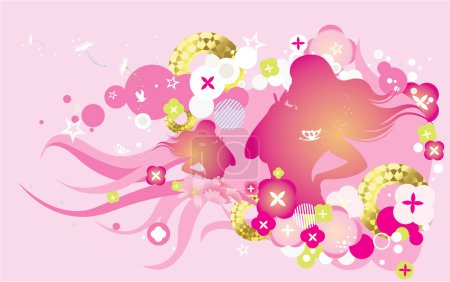 Ilustración de Fondo colorido abstracto con flores y mariposas - Imagen libre de derechos