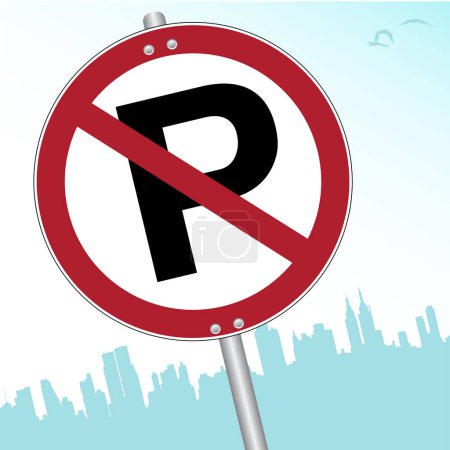 Ilustración de No hay señal de aparcamiento en la carretera - Imagen libre de derechos