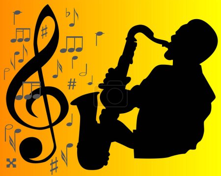 Illustration for Vector illustration of jazz background with saxophone - Royalty Free Image
