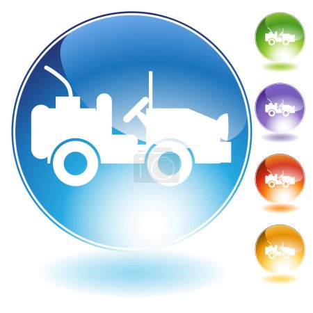 Ilustración de Icono del tractor en botones brillantes redondos. ilustración vectorial. - Imagen libre de derechos