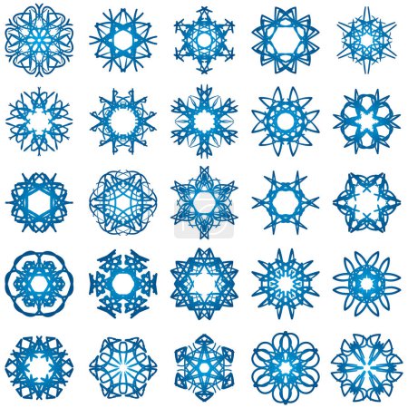 Téléchargez les illustrations : Icônes flocons de neige sur fond blanc, illustration vectorielle conception simple - en licence libre de droit