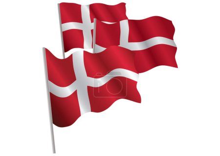 Illustration for Flag of denmark with flagpole isolated on white background 3 d render - Royalty Free Image