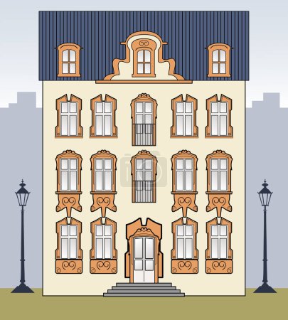 Illustration for Old town building. vector illustration. - Royalty Free Image