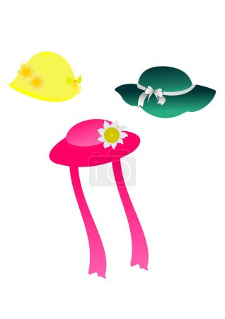 Ilustración de Conjunto de sombreros de colores, ilustración de vectores - Imagen libre de derechos