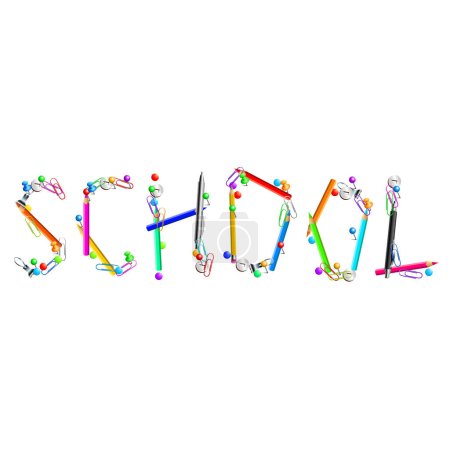 Illustration for School word from colorful pencils - Royalty Free Image