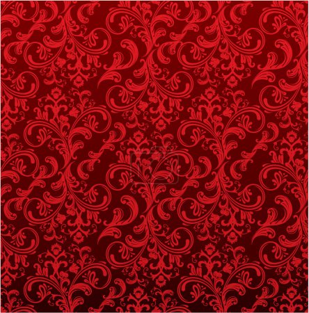 Ilustración de Ornamento floral rojo sobre fondo oscuro. ilustración vectorial - Imagen libre de derechos