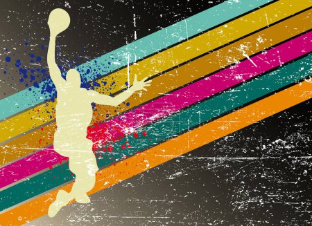 Illustration for Basketball player on grunge abstract background - Royalty Free Image