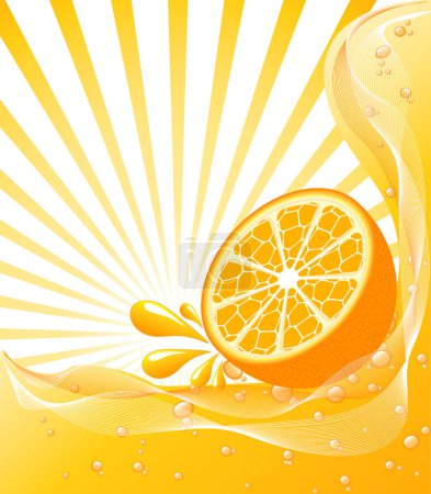 Illustration for Orange background with slices of orange. - Royalty Free Image