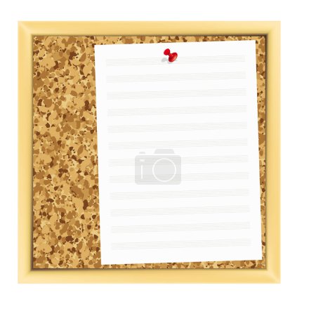 Illustration for Blank paper for your text with red pin isolated on white - Royalty Free Image