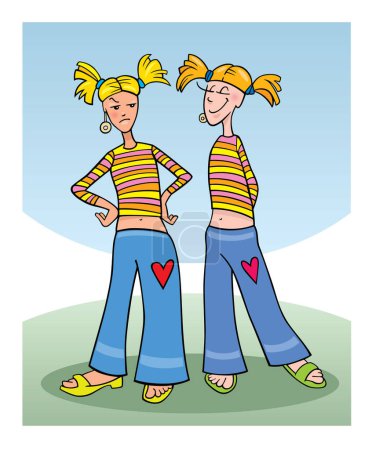 Illustration for Illustration of a girl and boy in love - Royalty Free Image