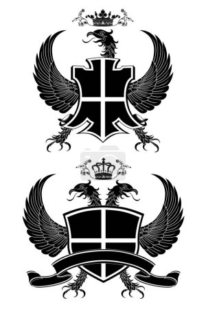 Ilustración de Emblemas de estilo heráldico, ilustración vectorial diseño simple - Imagen libre de derechos
