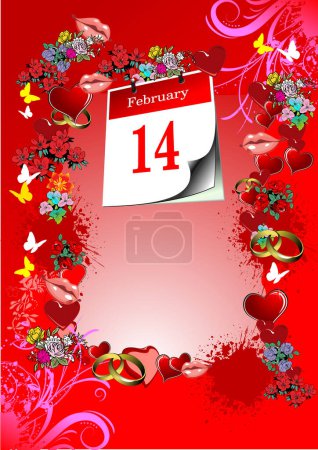 Illustration for Valentine 's day red hearts on a white background - Royalty Free Image