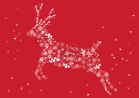 Ilustración de Silueta de ciervo sobre fondo rojo, ilustración vectorial diseño simple - Imagen libre de derechos