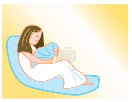 Téléchargez les illustrations : Mère et bébé, vecteur d'illustration sur fond blanc - en licence libre de droit