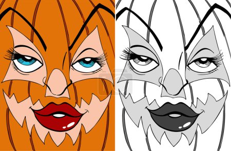 Illustration for Halloween faces  vector illustration - Royalty Free Image