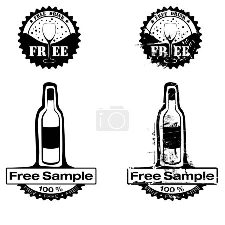 Ilustración de Conjunto de etiquetas con bebidas gratis, ilustración vectorial - Imagen libre de derechos