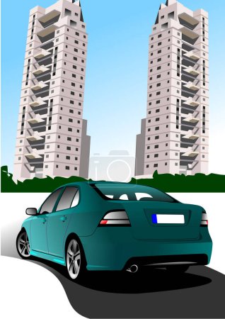 Illustration for Car with modern city background. - Royalty Free Image