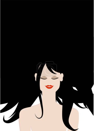 Ilustración de Chica con pelo negro, ilustración, vector, fondo blanco - Imagen libre de derechos