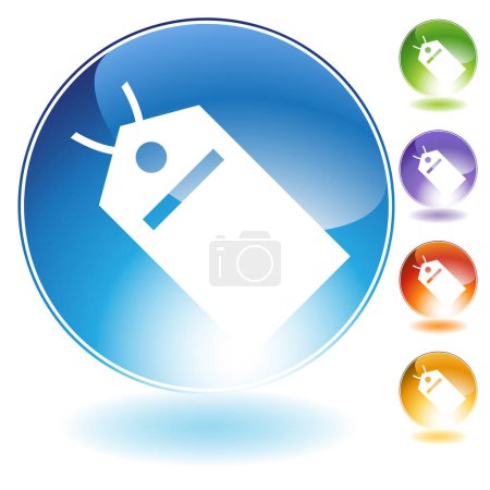 Ilustración de Icono del teléfono móvil aislado en azul botón redondo - Imagen libre de derechos