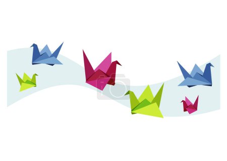 Téléchargez les illustrations : Jeu d'origami, illustration vectorielle design simple - en licence libre de droit