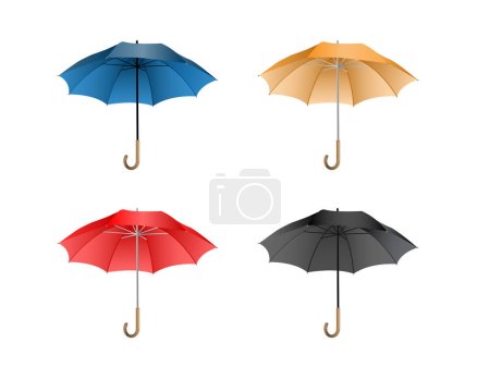 Ilustración de Conjunto de paraguas de colores. ilustración vectorial realista. - Imagen libre de derechos