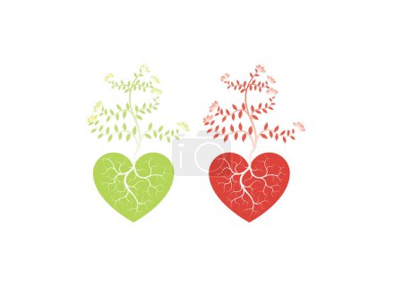 Illustration for Plants growth from hearts, vector illustration simple design - Royalty Free Image