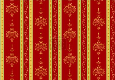 Illustration for Seamless background with floral patterns and golden ornament - Royalty Free Image