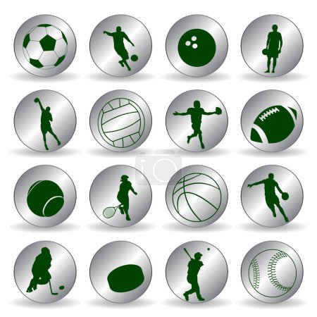 Téléchargez les illustrations : Icônes de sport avec boules, illustration vectorielle - en licence libre de droit