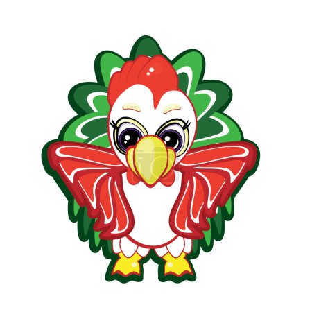 Illustration for Rooster head with wings. vector illustration isolated on white background. - Royalty Free Image