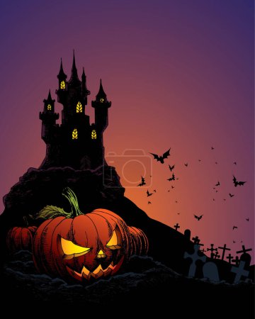 Illustration for Vector illustration of halloween card - Royalty Free Image