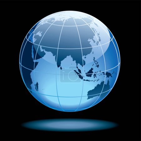 Téléchargez les illustrations : Globe sur fond noir, illustration vectorielle - en licence libre de droit