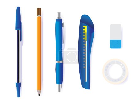 Illustration for Office equipment on white background top view - Royalty Free Image