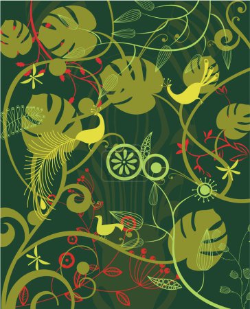 Ilustración de Fondo vectorial abstracto con ornamento floral - Imagen libre de derechos
