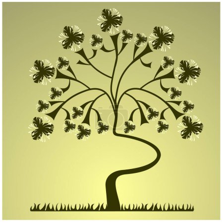 Illustration for Tree on green background, vector illustration - Royalty Free Image