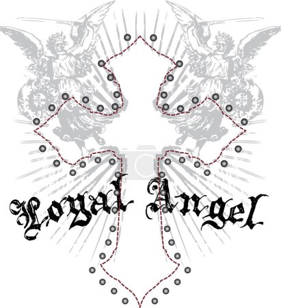 Illustration for Angel with wings. tattoo design - Royalty Free Image