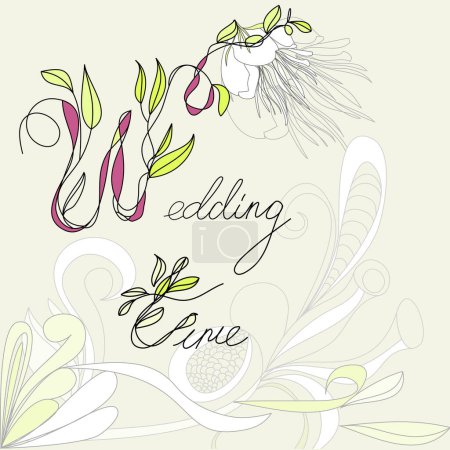 Illustration for Wedding bouquet, hand drawn vector illustration. wedding invitation card with flowers and berries - Royalty Free Image