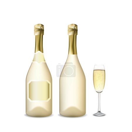 Ilustración de Copas y botellas de champán, ilustración vectorial - Imagen libre de derechos