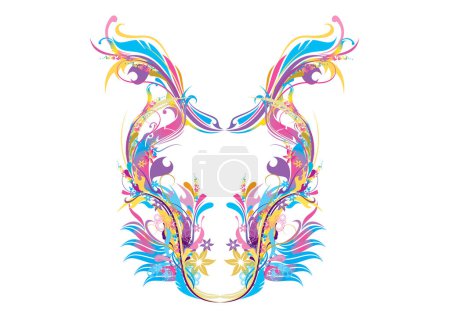 Illustration for Vector illustration of colorful deer head on white background - Royalty Free Image