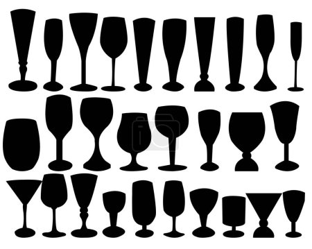 Téléchargez les illustrations : Ensemble de verres à vin icônes. illustration vectorielle - en licence libre de droit