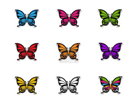 Illustration for Set of butterflies, vector illustration - Royalty Free Image