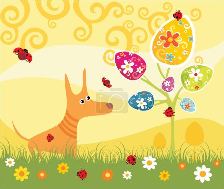 Ilustración de Plantilla feliz tarjeta de Pascua - Imagen libre de derechos