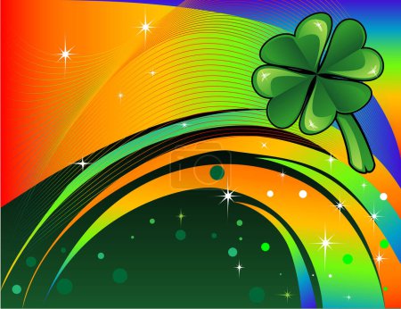 Illustration for Vector Abstract shamrock with rainbow colored background. St. Patrick's Day Background. - Royalty Free Image