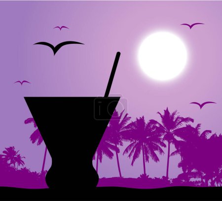 Illustration for Vector silhouette of coconut cocktail - Royalty Free Image
