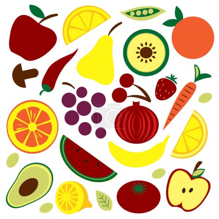 Illustration for Fruit and vegetables set vector illustration - Royalty Free Image