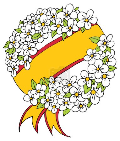 Téléchargez les illustrations : Cadre floral vectoriel avec fleurs - en licence libre de droit